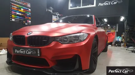 BMW m3 메택 무광 아이스 레드 크롬 뒷범퍼 사고차량랩핑 아이스크롬 랩핑도 역시나 퍼펙트카에서! 광명,시흥,부천,안산,안양,인천,오이도 랩핑잘하는곳 퍼팩트카! / 경기 시흥