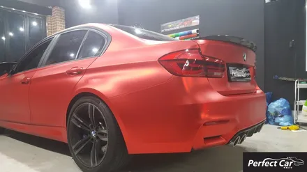 BMW m3 메택 무광 아이스 레드 크롬 뒷범퍼 사고차량랩핑 아이스크롬 랩핑도 역시나 퍼펙트카에서! 광명,시흥,부천,안산,안양,인천,오이도 랩핑잘하는곳 퍼팩트카! / 경기 시흥
