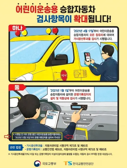 [울산썬팅][울산레인보우썬팅] 어린이 보호 승합 차량 썬팅 규제사항안내 / 울산광역시 남구