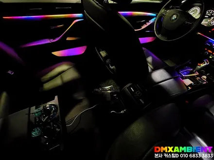 BMW 5시리즈 엠비언트 실내 튜닝의 혁신 DMX 무빙 무드등! 비노출 아크릴 시공 전문 / 인천 남동구