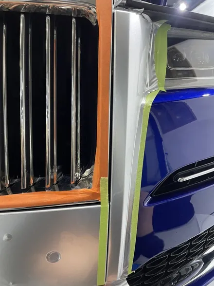 롤스로이스 고스트 투톤 고광택 랩핑(+코치라인) & 보닛 PPF Plan B PET Metallic Silver / 창원 팔용동