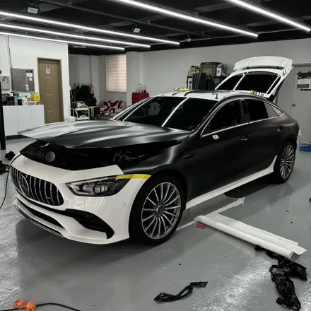 메르세데스 벤츠 AMG GT 43 4도어 에이버리 사틴 블랙 전체랩핑 / 창원 팔용동