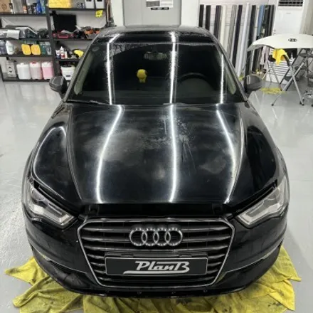 [창원랩핑] AUDI A3 아우디 A3 본넷 랩핑 부분랩핑 (에이버리 유광블랙/Avery Gross Black) / 창원 팔용동