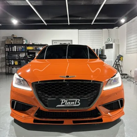 창원 자동차 랩핑 G803.3T G80 스포츠 제네시스 마그마 에디션 전체랩핑+파츠랩핑+홀로그램PPF 플랜비 고광택랩핑 (PlanB PET Gloss Orange) / 창원 팔용동