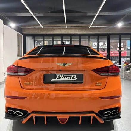 창원 자동차 랩핑 G803.3T G80 스포츠 제네시스 마그마 에디션 전체랩핑+파츠랩핑+홀로그램PPF 플랜비 고광택랩핑 (PlanB PET Gloss Orange) / 창원 팔용동