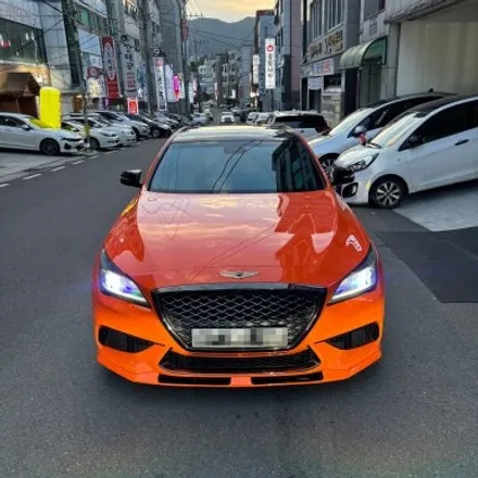 창원 자동차 랩핑 G803.3T G80 스포츠 제네시스 마그마 에디션 전체랩핑+파츠랩핑+홀로그램PPF 플랜비 고광택랩핑 (PlanB PET Gloss Orange) / 창원 팔용동