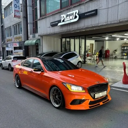 창원 자동차 랩핑 G803.3T G80 스포츠 제네시스 마그마 에디션 전체랩핑+파츠랩핑+홀로그램PPF 플랜비 고광택랩핑 (PlanB PET Gloss Orange) / 창원 팔용동