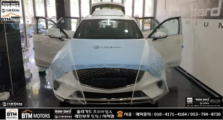 대구 신차썬팅 신차패키지 잘해드리는곳 / 제네시스 GV70 처음부터 멋스럽게 / 레인보우 대구 시지점에서 V90 썬팅 + 블랙박스  파인뷰 LXQ 500파워 + 부분 PPF 시공 / 대구 동구