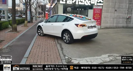 대구 테슬라 모델Y 썬팅 블랙박스 / 솔라가드 퀀텀 반사 썬팅 시공 / 샤오미 70mai 4K A810 블랙박스 장착 + 부분 PPF 서비스 시공 / 전문시공점 여기 GOOD ~! / 대구 동구