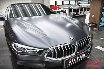 BMW 840i 그란쿠페 무광 PPF 시공으로 유니크한 변신과 보호를 한번에~ 휠도색도 무광블랙으로 했습니다. 하남 PPF 전문점 스타일랩 / 하남, 송파, 강동, 경기광주
