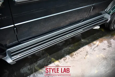 메르세데스 벤츠 G63 AMG(G바겐) 블랙에디션 : 사이드스텝 블랙PPF 크롬죽이기, 벤츠 정품 블랙 엠블럼 및 레터링 교체/ 하남,미사 랩핑 PPF 시공 전문 스타일랩 / 하남시 초일동