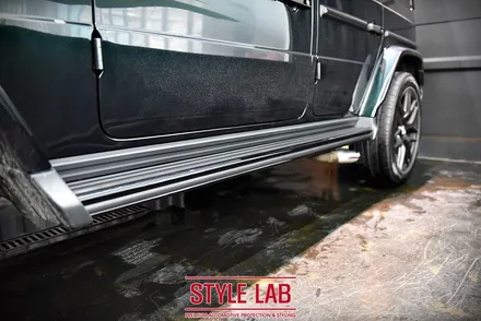 메르세데스 벤츠 G63 AMG(G바겐) 블랙에디션 : 사이드스텝 블랙PPF 크롬죽이기, 벤츠 정품 블랙 엠블럼 및 레터링 교체/ 하남,미사 랩핑 PPF 시공 전문 스타일랩 / 하남시 초일동