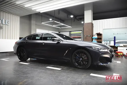 BMW 840i 그란쿠페 무광 PPF 시공으로 유니크한 변신과 보호를 한번에~ 휠도색도 무광블랙으로 했습니다. 하남 PPF 전문점 스타일랩 / 하남, 송파, 강동, 경기광주