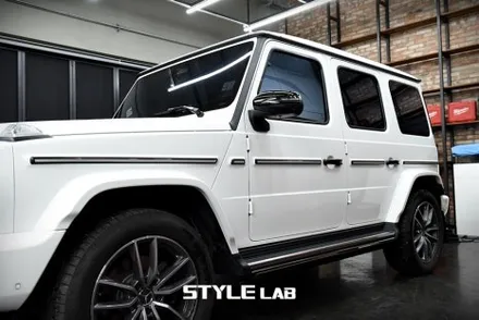 하남랩핑 PPF 스타일랩 - 벤츠 G450d G바겐 스모그PPF 라이트3종, 사이드스텝 및 도강라인 블랙 PPF 크롬죽이기 시공 / 하남시 초일동