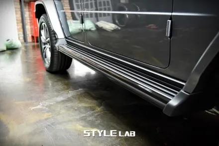 하남 PPF 시공전문 스타일랩. 벤츠 G450d G바겐(지바겐) 도강라인 몰딩 및 고정형 사이드스텝, 스페어 링 블랙PPF/ 윈드쉴드/ 실내PPF/ 스모그 PPF로 블랙베젤 룩! / 하남시 초일동