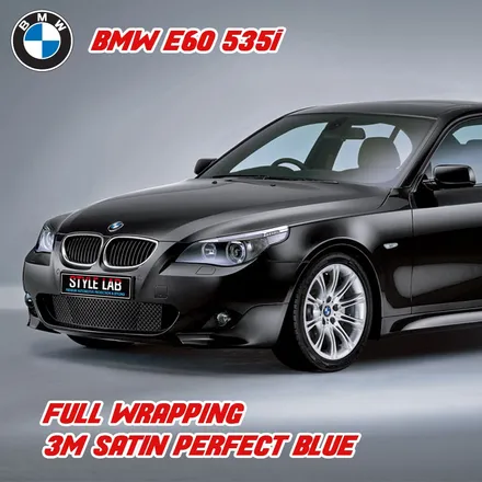 BMW E60 535i : 3M S347 사틴 퍼펙트 블루 전체랩핑, 카본 블랙 실내랩핑. 하남랩핑, 미사랩핑, 강동랩핑, 강남랩핑, 남양주랩핑 / PPF 랩핑 시공 전문 스타일랩 / 하남시 초일동
