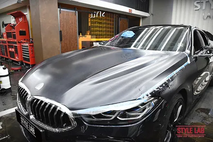 BMW 840i 그란쿠페 무광 PPF 시공으로 유니크한 변신과 보호를 한번에~ 휠도색도 무광블랙으로 했습니다. 하남 PPF 전문점 스타일랩 / 하남, 송파, 강동, 경기광주