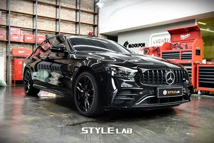 벤츠 E클래스 E53 AMG 포르쉐 크레용 컬러로 전체랩핑 / 고광택 초크그레이 / 하남 스타일랩 / 하남시 초일동