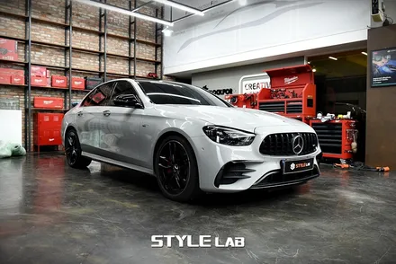 벤츠 E클래스 E53 AMG 포르쉐 크레용 컬러로 전체랩핑 / 고광택 초크그레이 / 하남 스타일랩 / 하남시 초일동