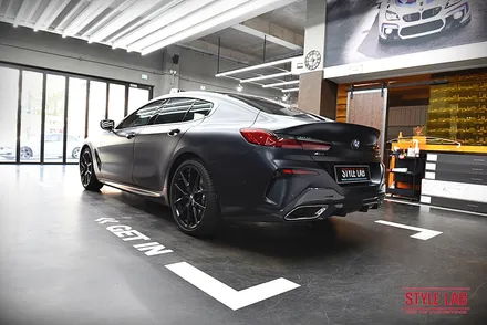 BMW 840i 그란쿠페 무광 PPF 시공으로 유니크한 변신과 보호를 한번에~ 휠도색도 무광블랙으로 했습니다. 하남 PPF 전문점 스타일랩 / 하남, 송파, 강동, 경기광주