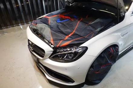 벤츠C63 AMG 카브리올레 소프트탑 발수코팅, 헤드라이트/사이드미러PPF 시공기 / 울산 북구, 부산, 포항
