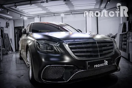 벤츠 S클래스 S65 AMG 전체 랩핑, 에이버리 사틴블랙으로 스타일 바꿔주기 / 부천 원미구 상동