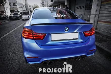 BMW 4시리즈 사고 부분 랩핑, 에이버리 슈프림 사틴 웨이브 블루 메탈릭 by 부천 자동차 래핑 전문 프로젝트R / 부천 원미구 상동