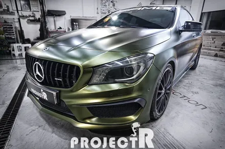 벤츠 CLA45 AMG 전체 랩핑, 에이버리 사틴 호프그린 자동차 래핑 by 프로젝트R / 부천 원미구 상동