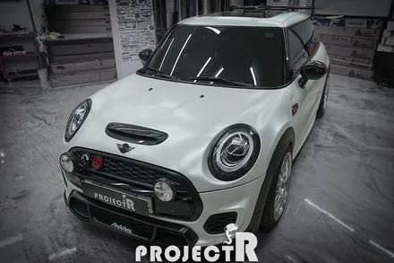 미니쿠퍼 JCW 전체 랩핑, 에이버리 사틴 화이트펄 자동차 래핑 by 부천 상동 프로젝트알 / 부천 원미구 상동