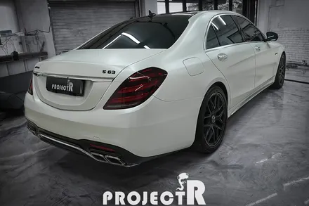 벤츠 S63 AMG 전체 랩핑, 에이버리 사틴 화이트펄 드레스업 래핑 by 프로젝트알 / 부천 원미구 상동