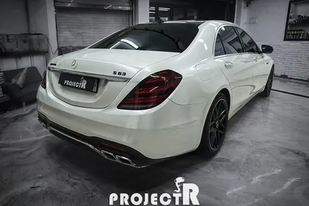 벤츠 S클래스 신형 63AMG 개조 차량 유광 화이트펄 부분 랩핑, 실내 카본 포인트 래핑 by 프로젝트알 / 부천 원미구 상동