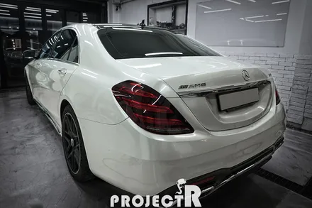 벤츠 S63 AMG 전체랩핑, 에이버리 유광 화이트펄 자동차 래핑 by 부천 상동 프로젝트알 / 부천 원미구 상동