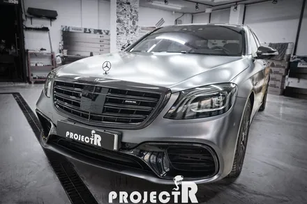 벤츠 S63 AMG 에이버리 사틴그레이 전체 랩핑, 크롬죽이기, 카본 포인트 랩핑 by 부천 상동 프로젝트알 / 부천 원미구 상동