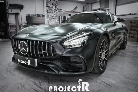 벤츠 AMG GT 전체 랩핑, 에이버리 사틴블랙 자동차 래핑, 부천랩핑 프로젝트알 / 부천 원미구 상동