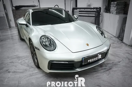 포르쉐 911 전체 랩핑, 에이버리 사틴 실버 메탈릭 시공, 부천랩핑 프로젝트알 / 부천 원미구 상동