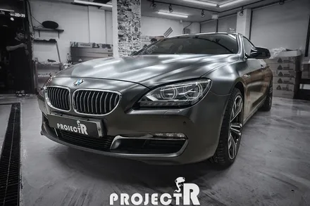 BMW 6시리즈 640d 에이버리 사틴 바솔트 메탈릭 전체 랩핑 시공 in 부천랩핑 프로젝트알 / 부천 원미구 상동