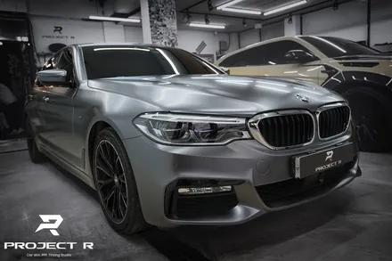 BMW 5시리즈 520d 사틴블랙에서 사틴다크그레이로 전체 랩핑 재시공, 부천 프로젝트알 / 부천 원미구 상동