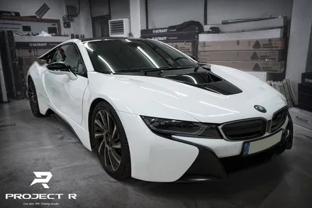 BMW i8 에이버리 유광 화이트펄 전체 랩핑, 부천 자동차랩핑 프로젝트알 / 부천 원미구 상동