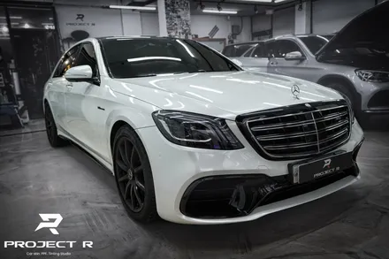 벤츠 S63 AMG 에이버리 유광 화이트펄 전체 랩핑, 부천 자동차랩핑 프로젝트알 / 부천 원미구 상동
