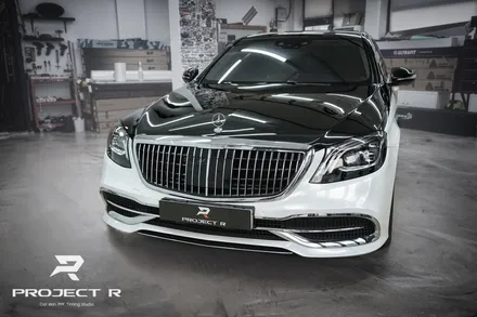 벤츠 S클래스 S650 듀오톤 투톤 랩핑, 비닐프로그 유광 화이트펄 시공, 부천랩핑 프로젝트알 / 부천 원미구 상동