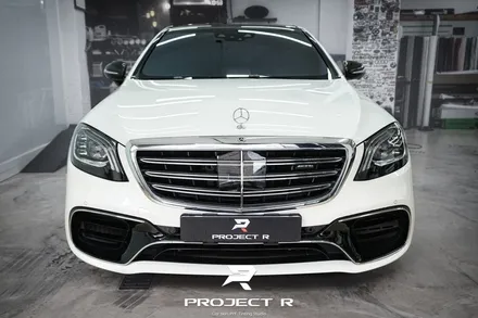 부천 썬팅 벤츠 S63 AMG 틴팅 재시공, 글라스틴트 레이니블루, 프로젝트알 / 부천 원미구 상동