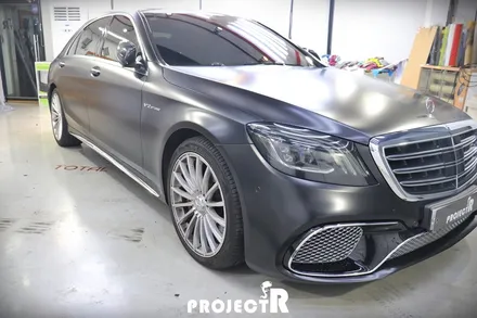벤츠 S클래스 S65 AMG 전체 랩핑, 에이버리 사틴블랙으로 스타일 바꿔주기 / 부천 원미구 상동