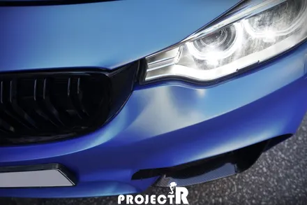 BMW 4시리즈 사고 부분 랩핑, 에이버리 슈프림 사틴 웨이브 블루 메탈릭 by 부천 자동차 래핑 전문 프로젝트R / 부천 원미구 상동