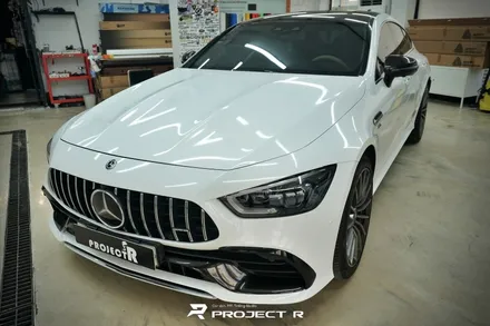 벤츠 AMG GT 4도어 에이버리 유광 화이트 전체 랩핑, 부천 자동차랩핑 프로젝트알 / 부천 원미구 상동