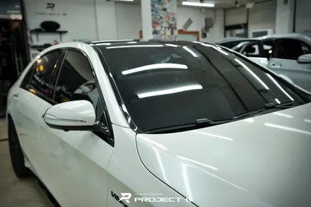 벤츠 S63 AMG 에이버리 유광 화이트펄 전체 랩핑, 부천 자동차랩핑 프로젝트알 / 부천 원미구 상동