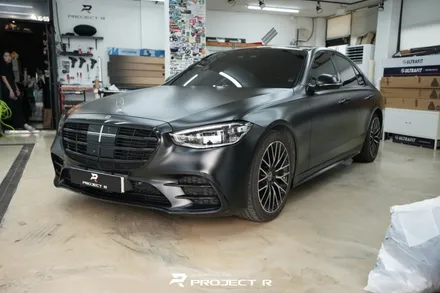 벤츠 S클래스 S500 비닐프로그 매트블랙 전체 랩핑 재시공, 부천 자동차래핑 프로젝트알 / 부천 원미구 상동