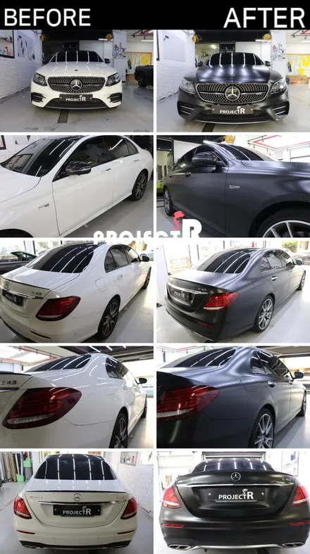 부천랩핑은 이곳 벤츠 E43amg 사틴블랙 전체랩핑 시공하다 / 부천 원미구 상동