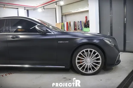 벤츠 S클래스 S65 AMG 전체 랩핑, 에이버리 사틴블랙으로 스타일 바꿔주기 / 부천 원미구 상동