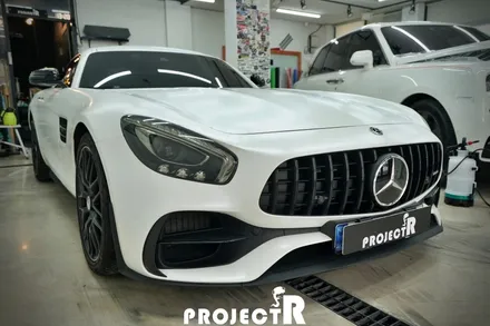 부천 랩핑 프로젝트알, 벤츠 AMG GT 에이버리 사틴 화이트 펄 전체 랩핑 / 부천 원미구 상동