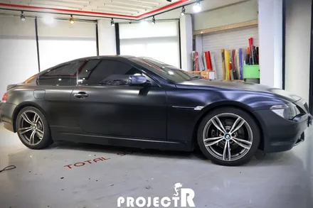 BMW 6시리즈 650i 사틴블랙 전체 랩핑, 실내 카본 자동차 랩핑 시공, 부천 프로젝트알 / 부천 원미구 상동